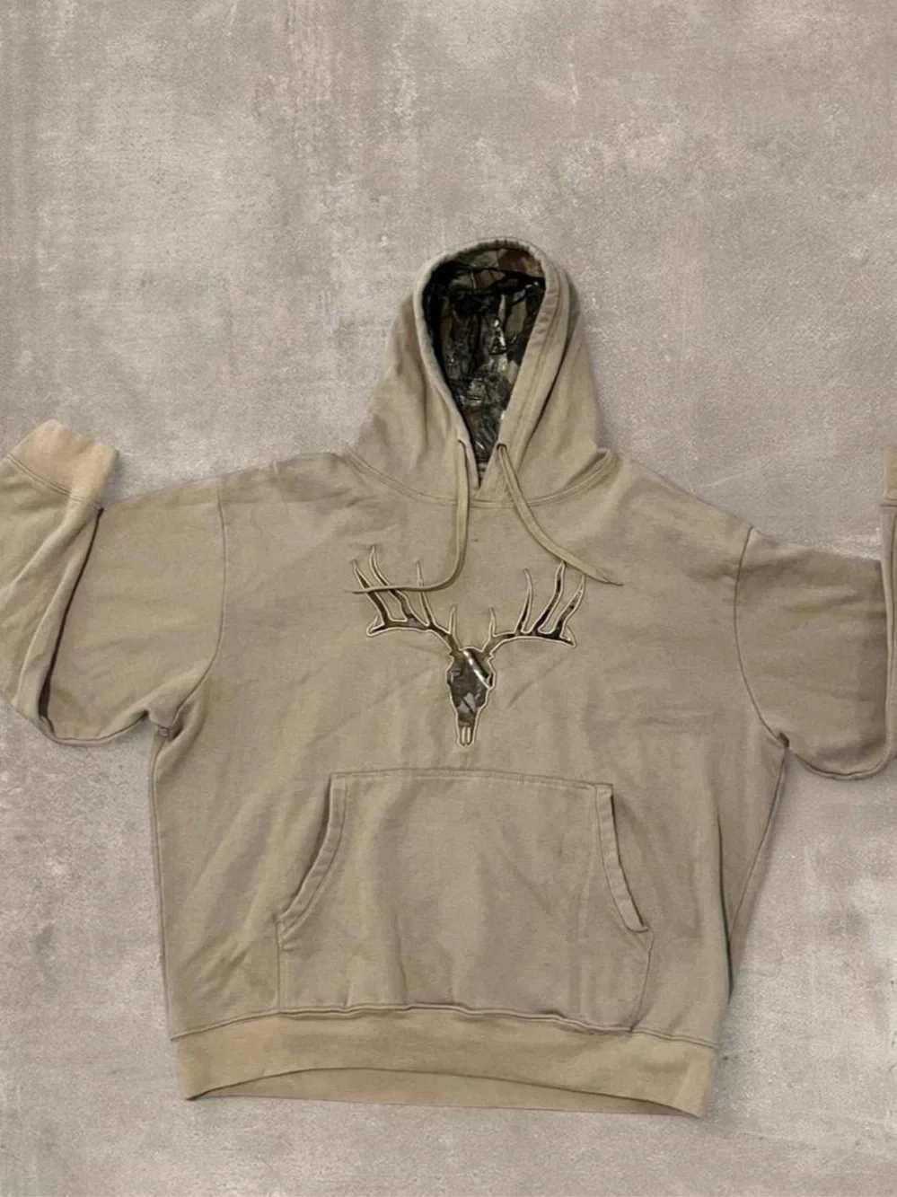 Magellan Sportswear Tan Deer Antler Hoodie Camo Lined Size Large